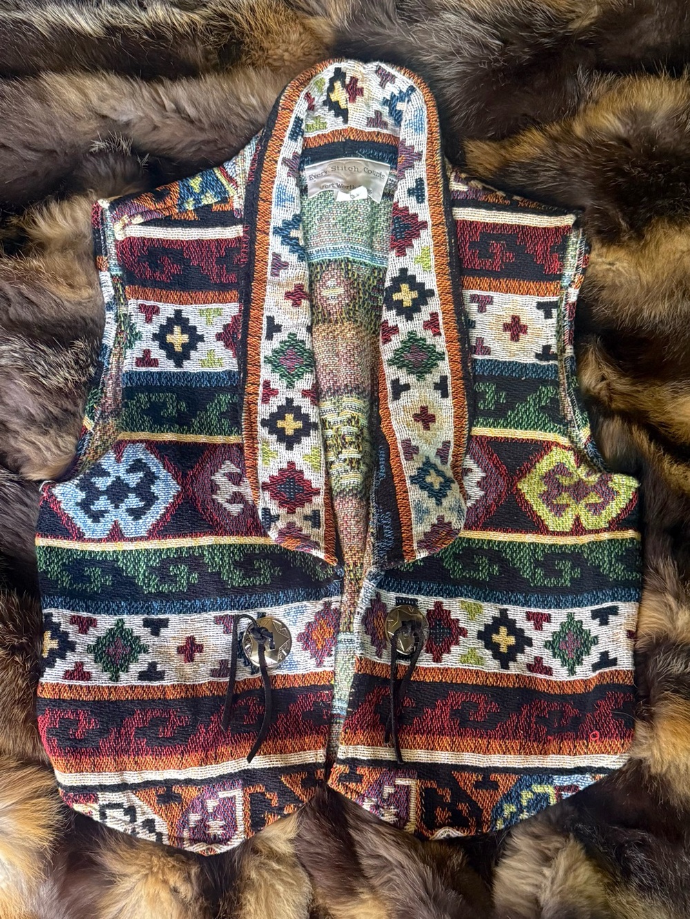90s Southwestern Woven Concho Vest